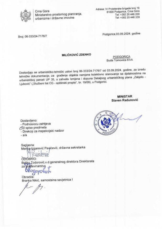 Izdati urbanističko-tehnički uslovi - 06_333_24_7176_7 Miličković Zdenko