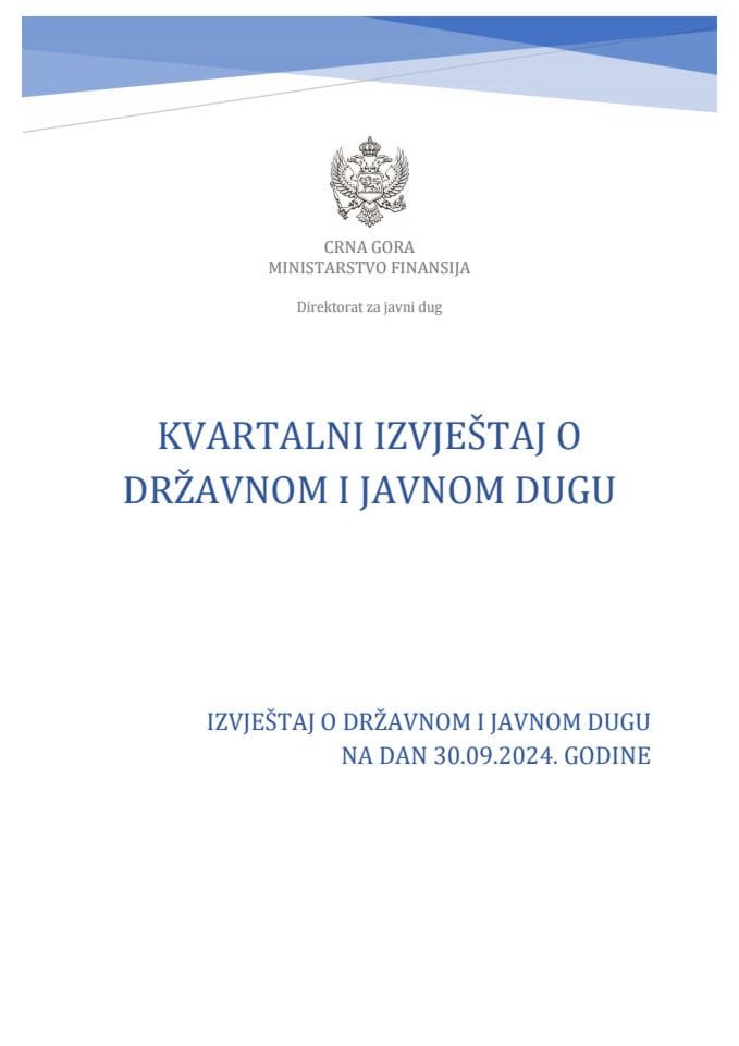 Izvještaj o državnom i javnom dugu na 30.09.2024. godine