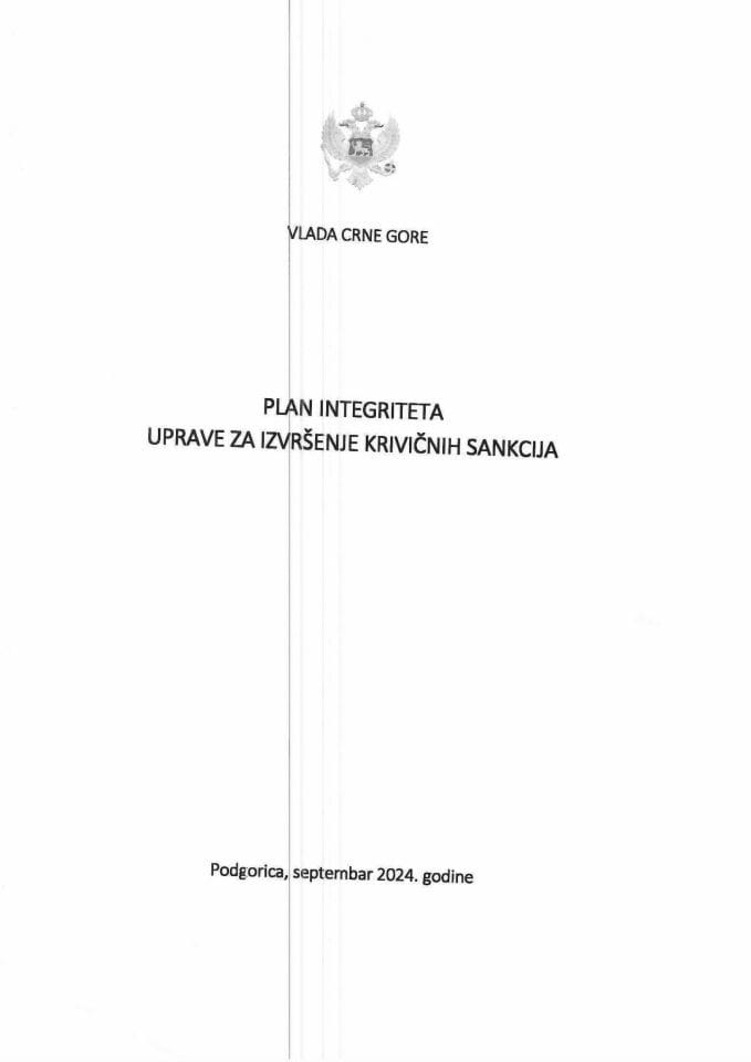 Plan integriteta Uprave za izvršenje krivičnih sankcija