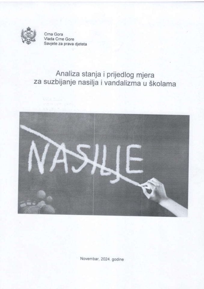 Analiza stanja i predlog mjera za suzbijanje nasilja i vandalizma u školama