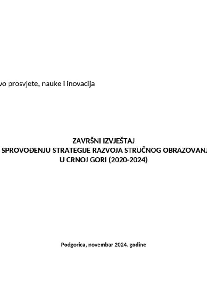 Završni izvještaj o sprovođenju Strategije razvoja stručnog obrazovanja u Crnoj Gori (2020-2024)