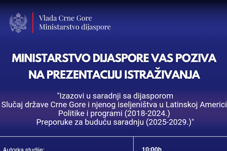 НАЈАВА ДОГАЂАЈА: Презентација резултата истраживања црногорског исељеништва у Латинској Америци