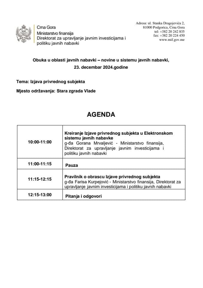 AGENDA