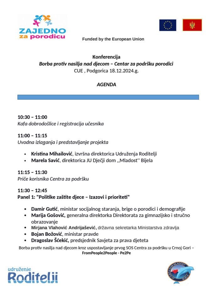 Agenda za Završnu konferenciju 18.12.2024.