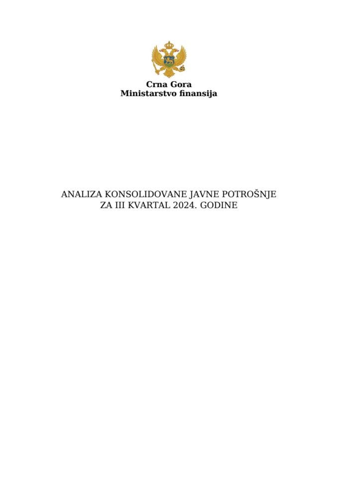 Analiza konsolidovane javne potrošnje za treći kvartal 2024. godine