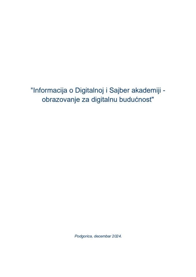 Informacija o Digitalnoj i Sajber akademiji−obrazovanje za digitalnu budućnost