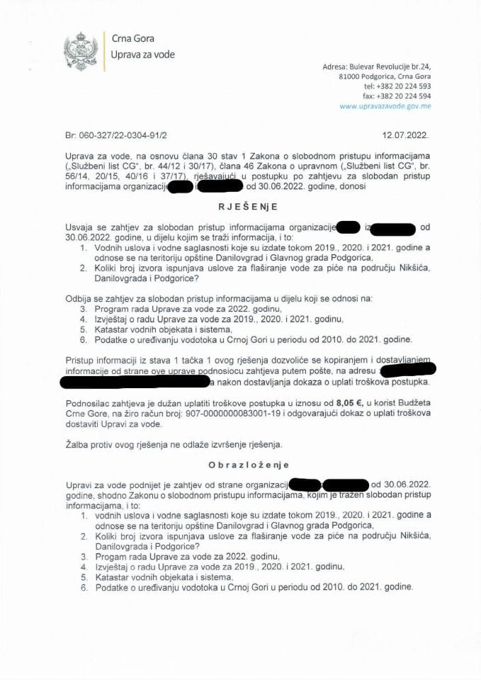 Рјесење бр. 060-327/22-0304-91/2