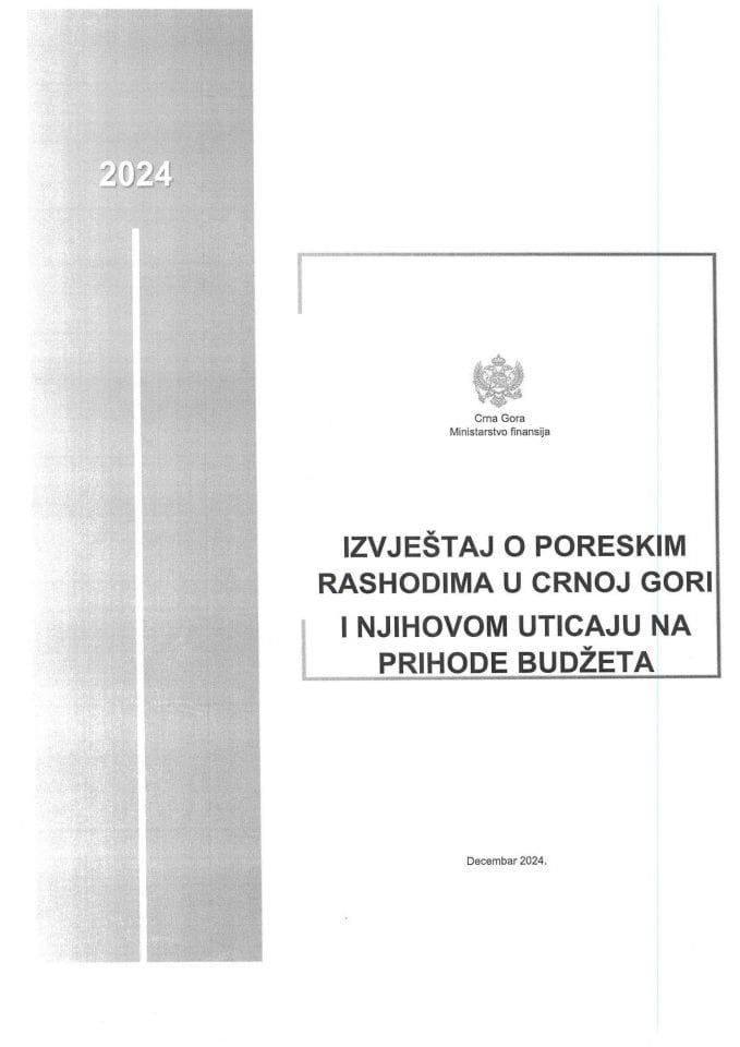 Извјештај о пореским расходима у Црној Гори и њиховом утицају на приходе буџета