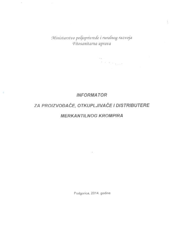 Informator za proizvođače, otkupljivače i distributere merkantilnog krompira