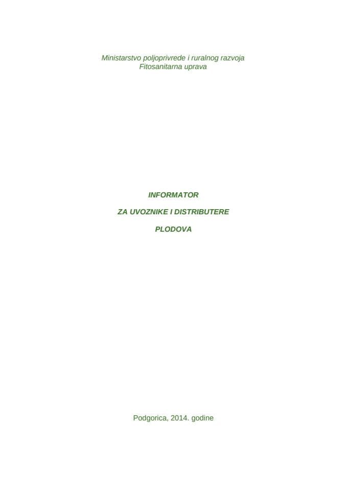 Informator za uvoznike i distributere plodova