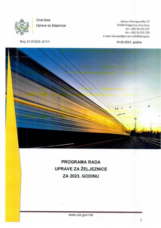 Program rada Uprava za željeznice za 2023. godinu