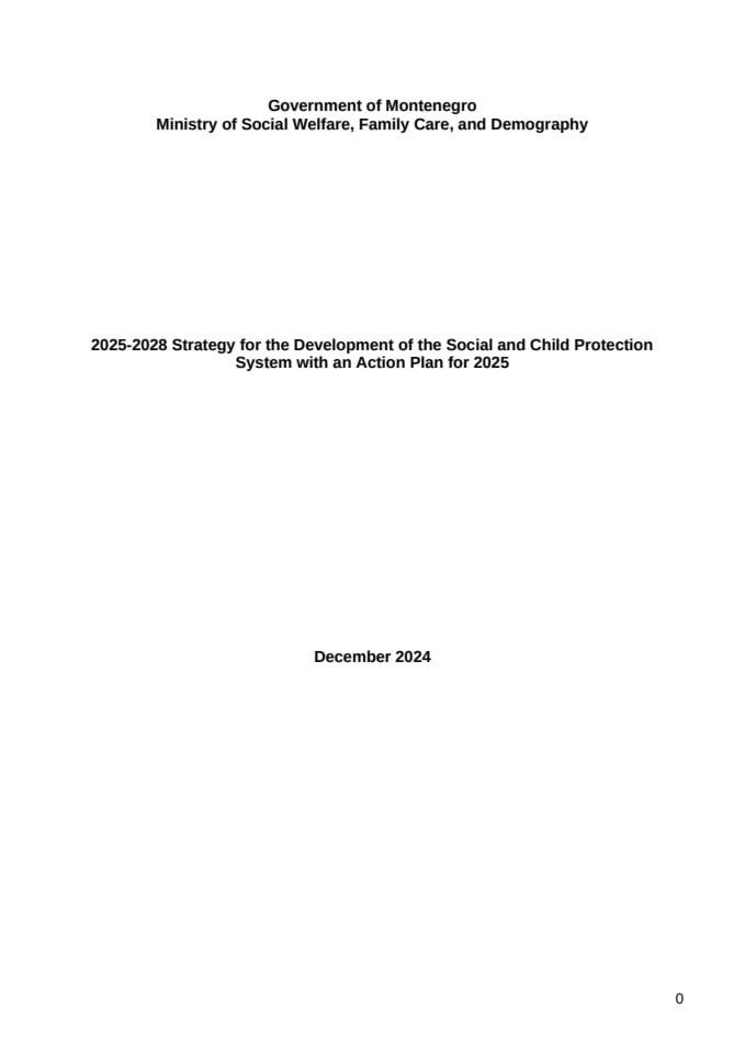 Strategija razvoja sistema socijalne i dječje zaštite za period od 2025. do 2028. (ENG)