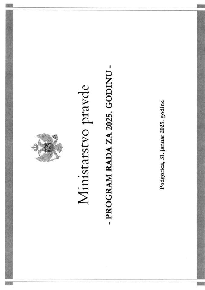 Program rada Ministarstva pravde za 2025. godinu