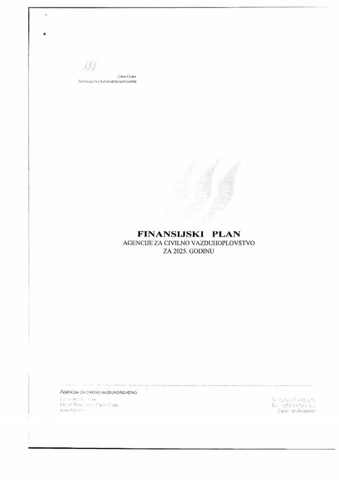 Предлог финансијског плана и Предлог програма рада Агенције за цивилно ваздухопловство за 2025. годину