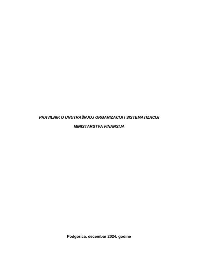Pravilnik o unutrašnjoj organizaciji i sistematizaciji Ministarstva finansija