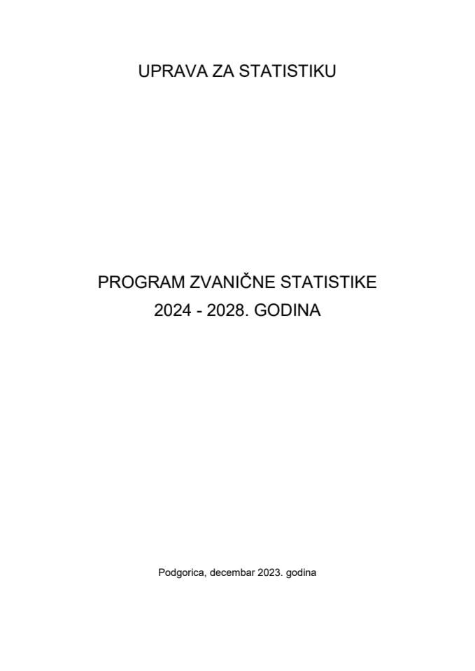 Program zvanične statistike 2024 - 2028. godina