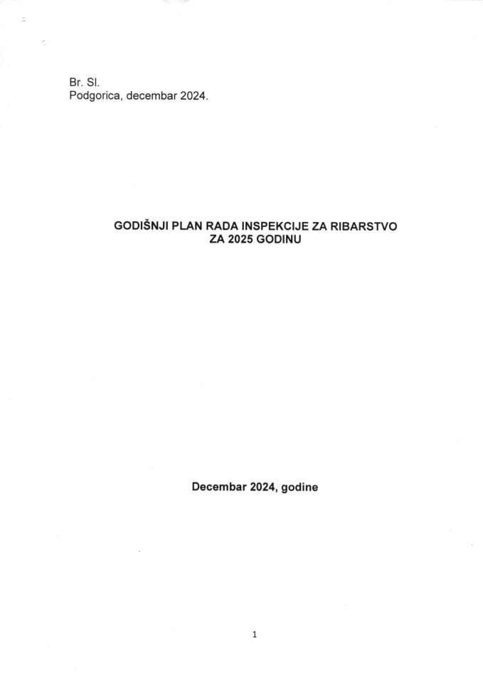 Godišnji plan rada inspekcije za ribarstvo za 2025. godinu