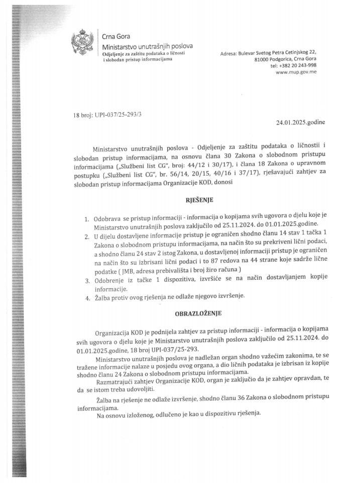 Rješenje br.18-UPI-037/25-293/3