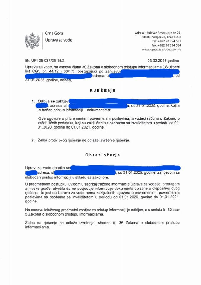 Rješenje br. UPI 05-037/25-15/2