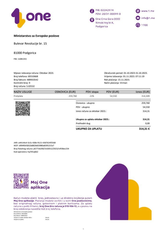 Računi 2023 One-Mep