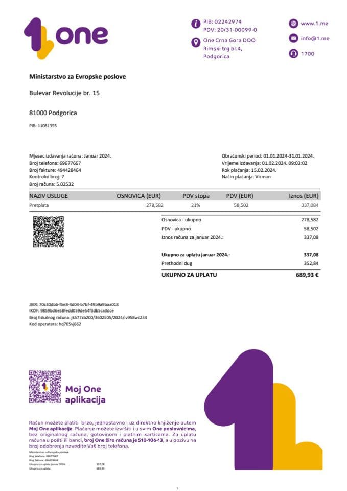 Računi 2024 One-Mep