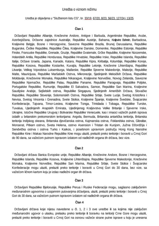 Uredba o viznom režimu