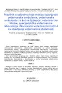 Pravilnik o uslovima koje moraju ispunjavati veterinarske ambulante, veterinarske ambulante za kućne ljubimce, veterinarske klinike, specijalističke veterinarske laboratorije i Nacionalni veterinarski institut