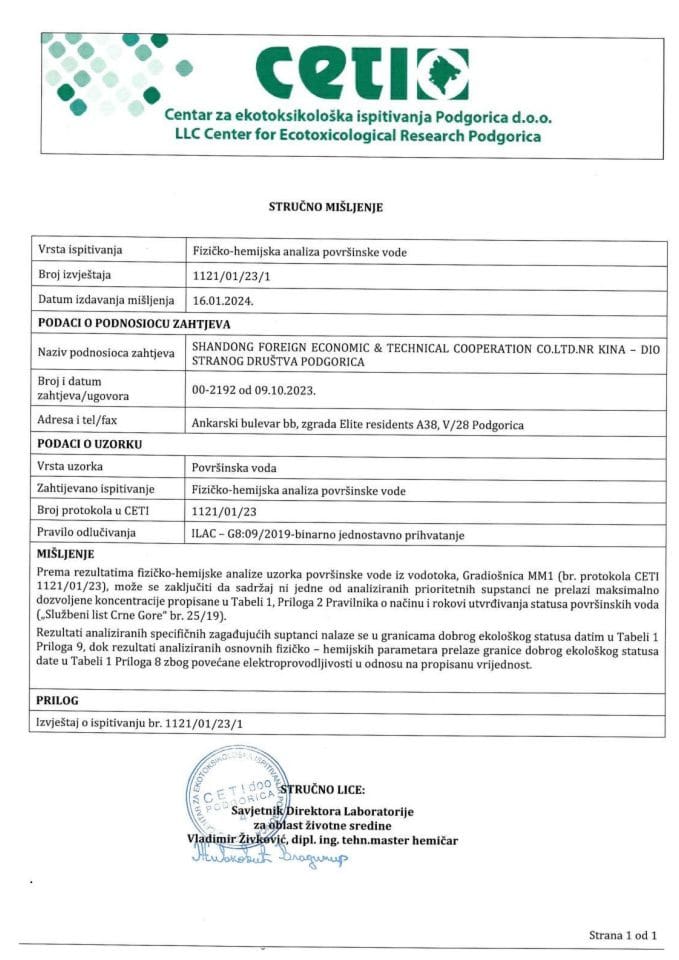 Physicochemical analysis of water, noise and zero state