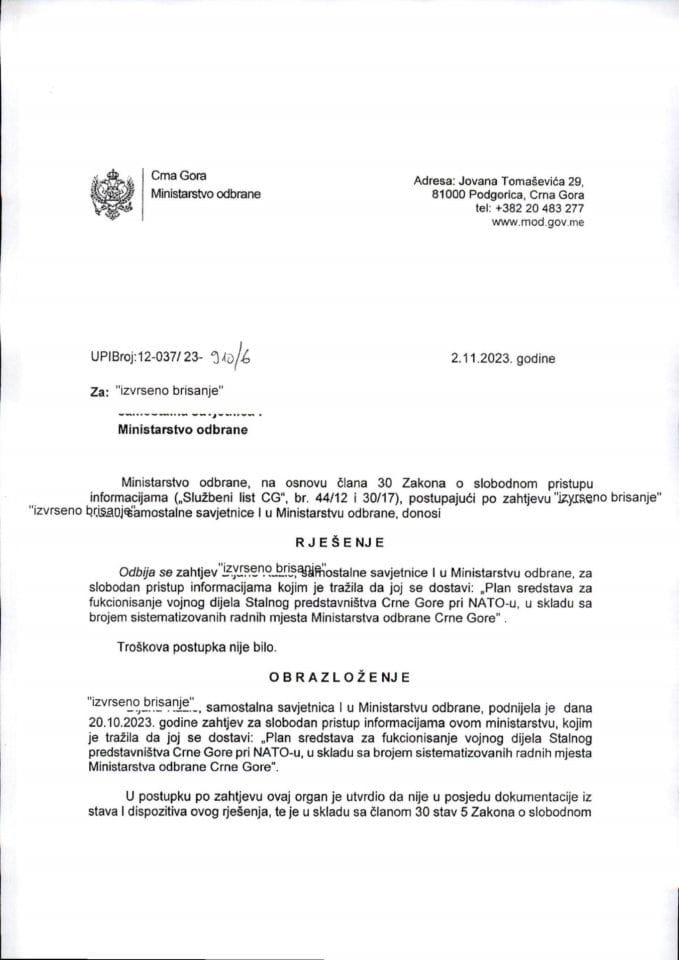 Rješenje UPI broj:12-037/23-910/6