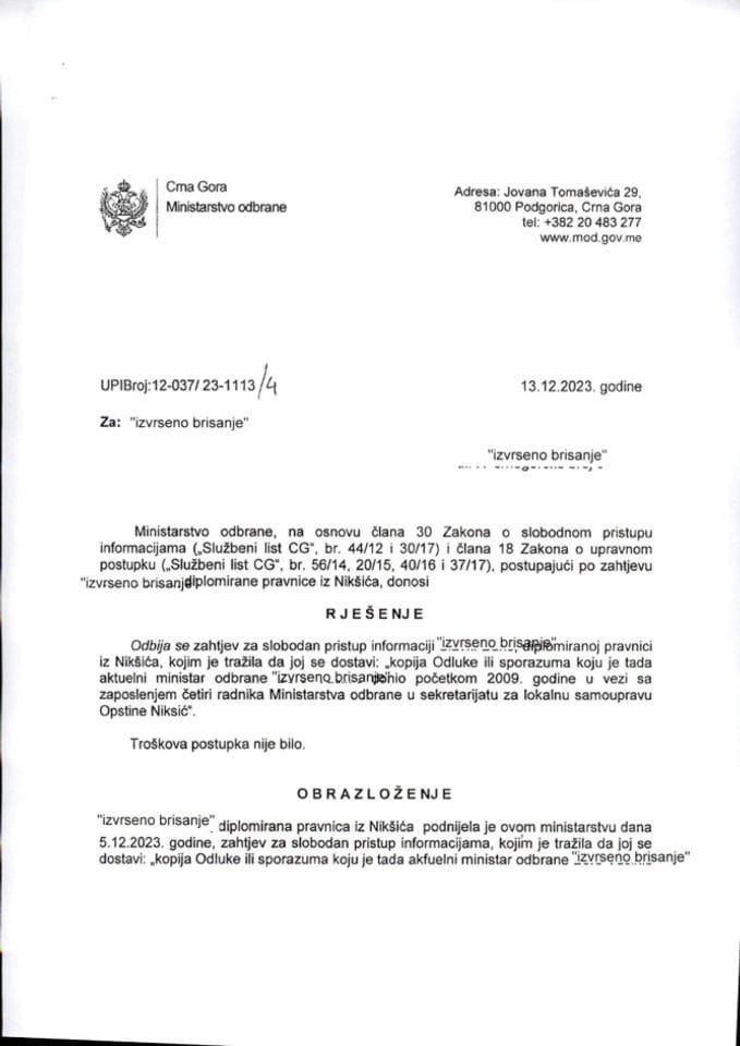 Rješenje UPI broj:12-037/23-1113/4