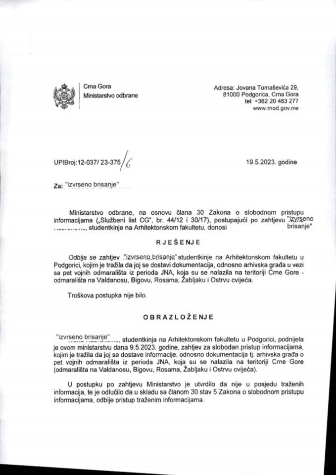 Rješenje UPI broj:12-037/23-375/6