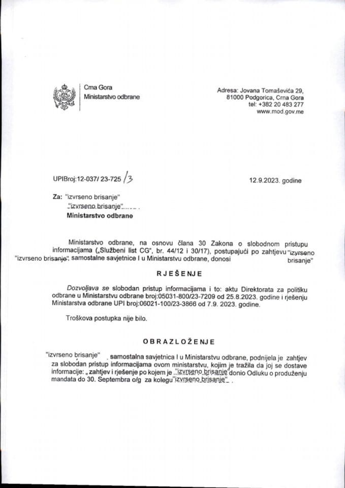 Rješenje UPI broj:12-037/23-725/3