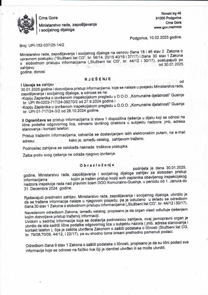 Rješenje br. UPI-152-037-25-14-2