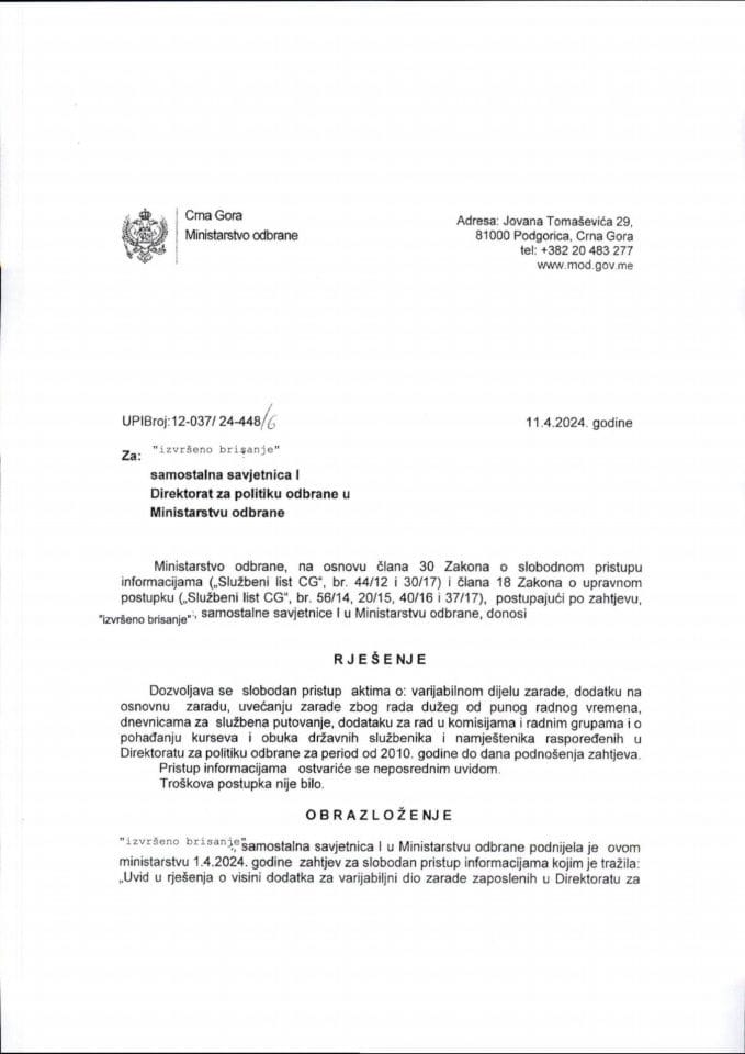 Rješenje UPI broj: 12-037/24-448/6