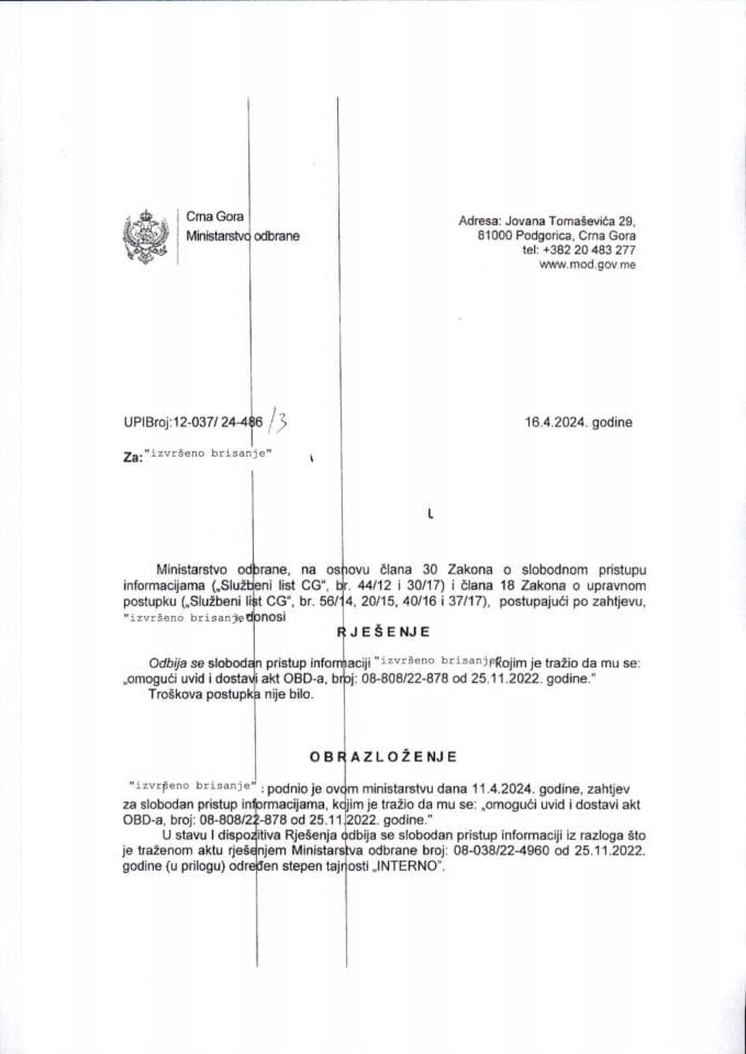 Rješenje UPI broj: 12-037/24-486/3