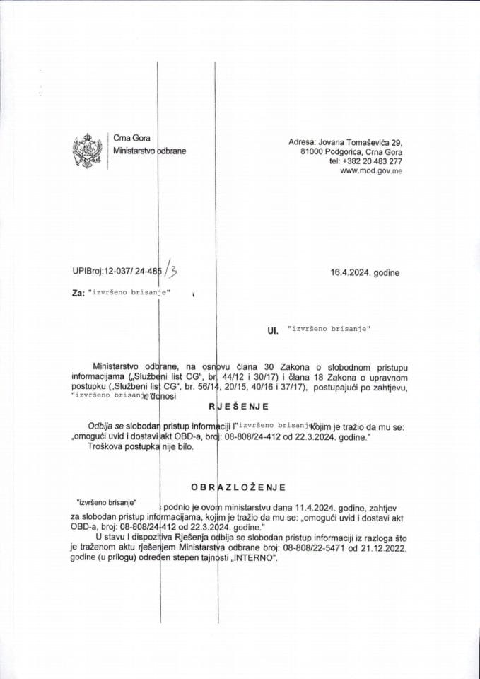 Rješenje UPI broj: 12-037/24-487/3