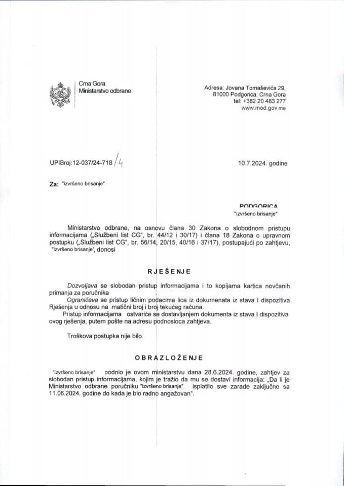 Rješenje UPI broj: 12-037/24-718/4