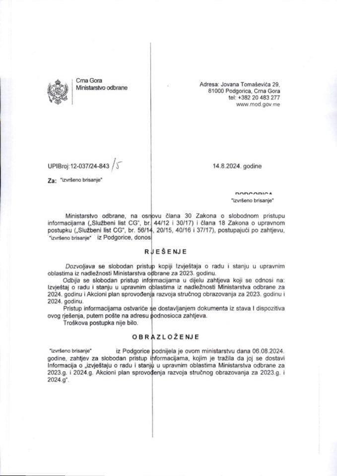 Rješenje UPI broj: 12-037/24-843/5