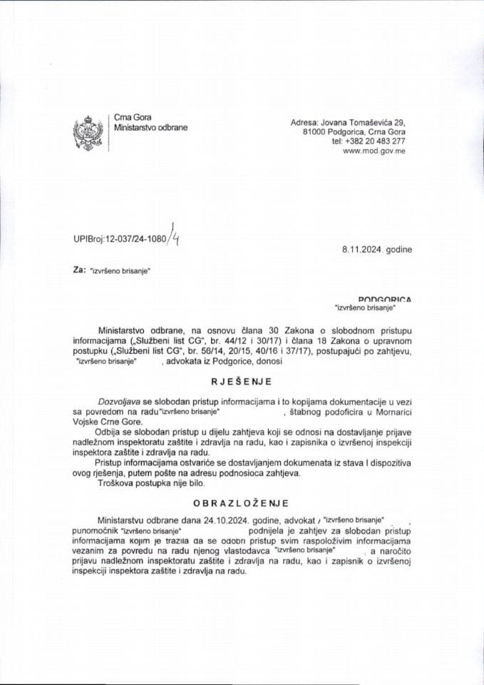 Rješenje UPI broj: 12-037/24-1080/4