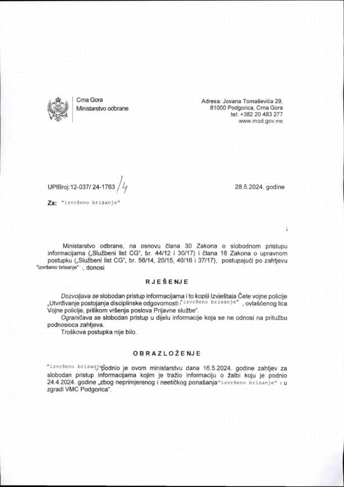 Rješenje UPI broj: 12-037/24-1763/4