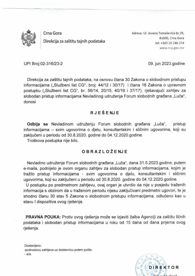 Rješenje UPI broj.02-316/23-2