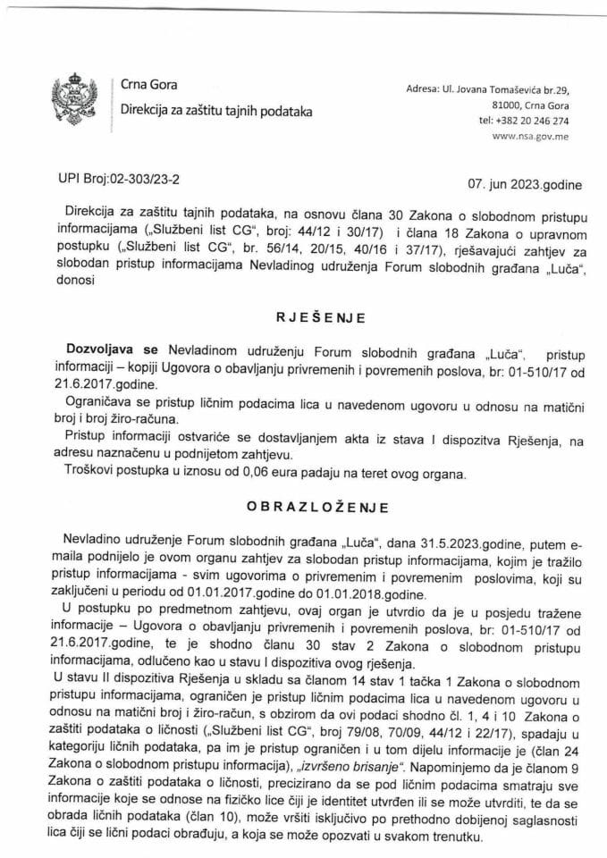 Rješenje UPI broj. 02-303/23-2