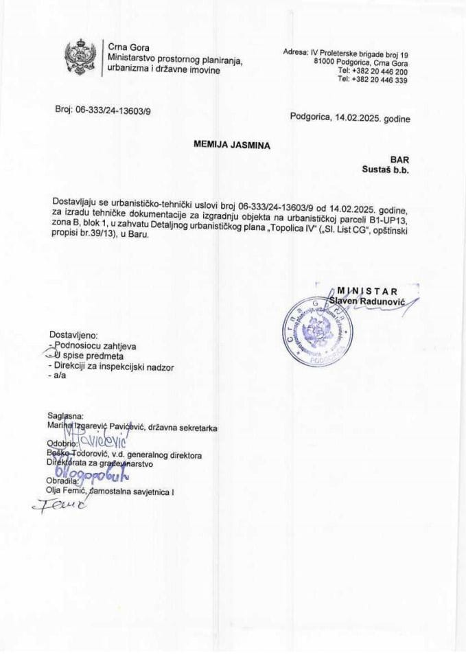 Izdati urbanističko-tehnički uslovi - 06_333_24_13603_9 Memija Jasmina