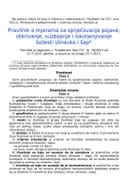 Правилник о мјерама за спрјечавање појаве, откривање, сузбијање и искорјењивање болести СиШ