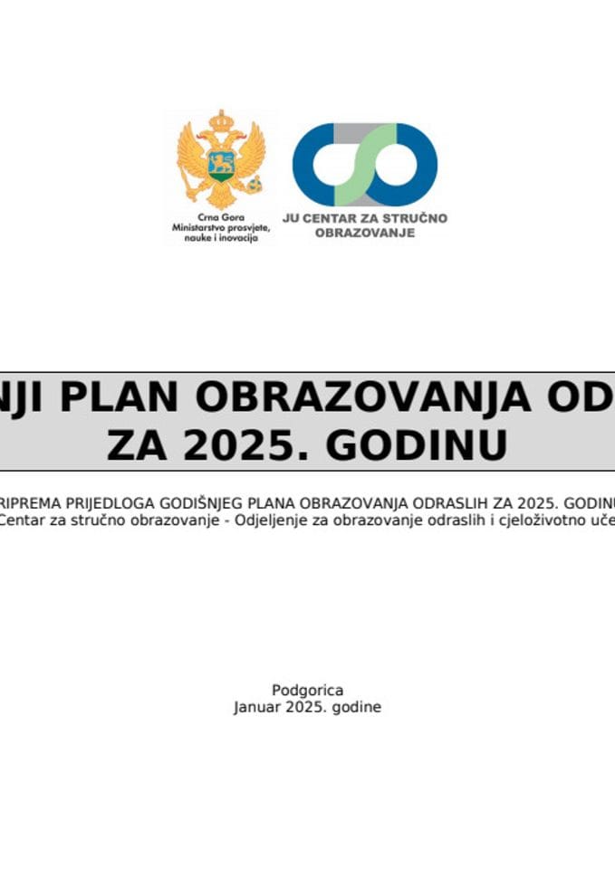 Plan obrazovanja odraslih za 2025. godinu