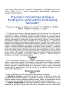 Pravilnik o monitoringu rezidua u životinjama i proizvodima životinjskog porijekla