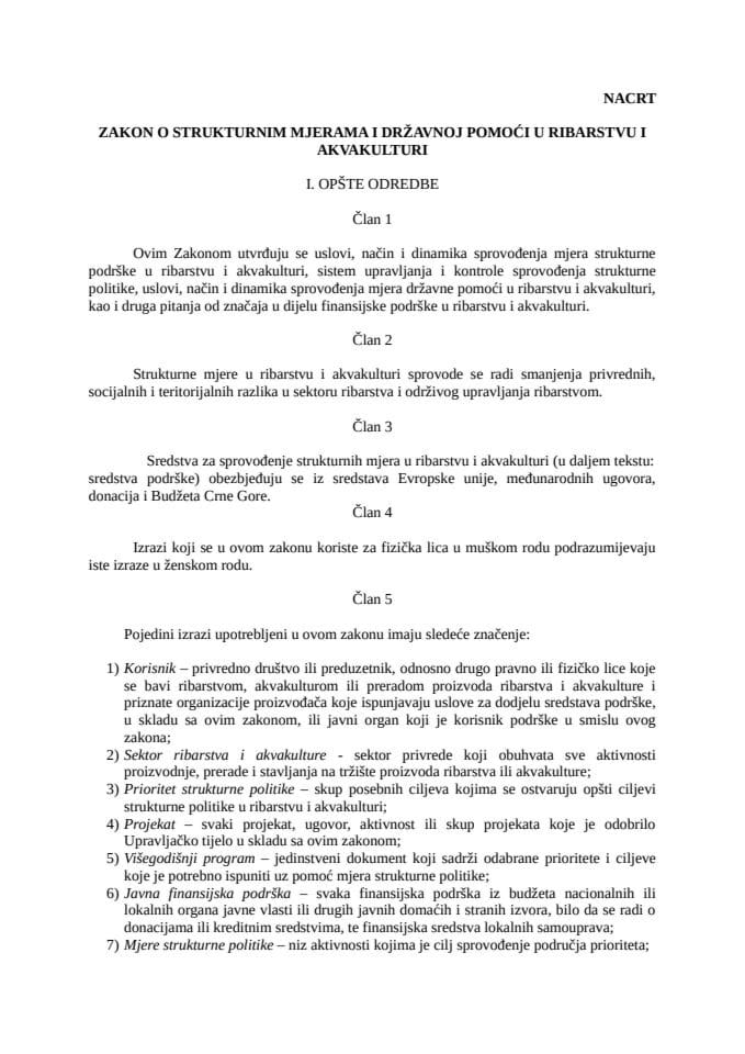 НАЦРТ - ЗАКОН О СТРУКТУРНИМ МЈЕРАМА И ДОДЈЕЛИ ДРЖАВНЕ ПОМОЋИ 07032025 Нацрт