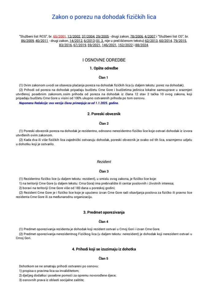 Zakon o porezu na dohodak fizičkih lica
