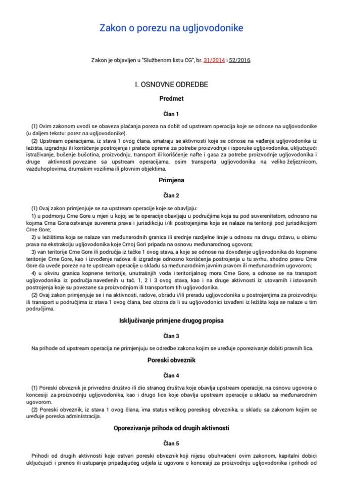 Zakon o porezu na ugljovodonike