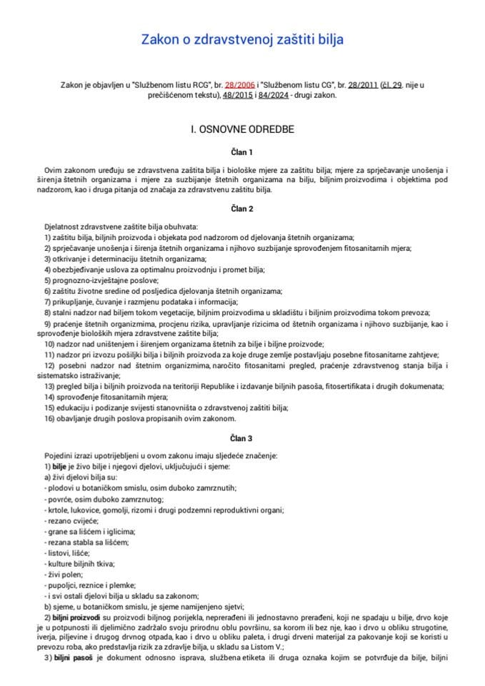 Zakon o zdravstvenoj zaštiti bilja